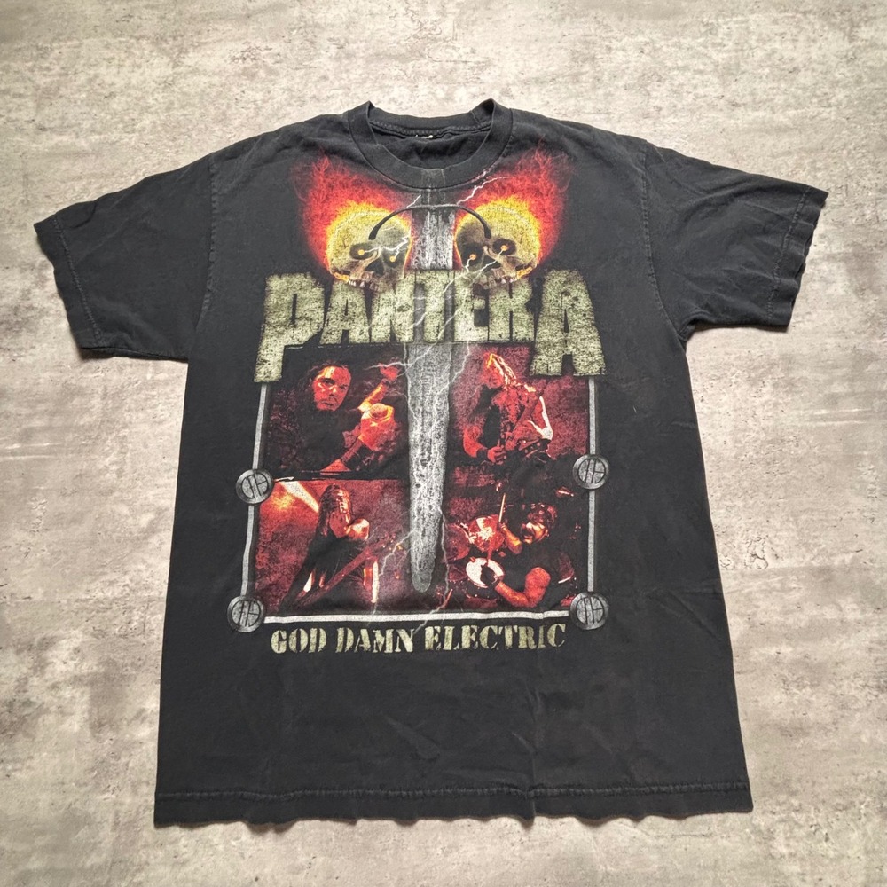 Pantera Graphic T-Shirt Large Black God Damn Electric Vintage Band Tee